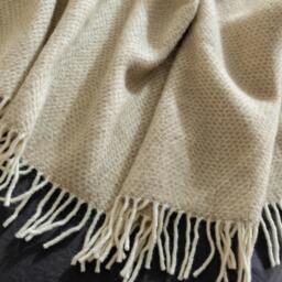 Rackhams Oatmeal Honeycomb Pure Wool Throw - Throw - thumbnail 3