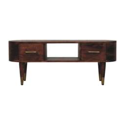 Rackhams Solid Wood Two-Drawer Open-Slot Media Unit