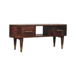 Rackhams Solid Wood Two-Drawer Open-Slot Media Unit - thumbnail 4