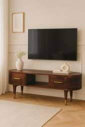 Rackhams Solid Wood Two-Drawer Open-Slot Media Unit - thumbnail 2
