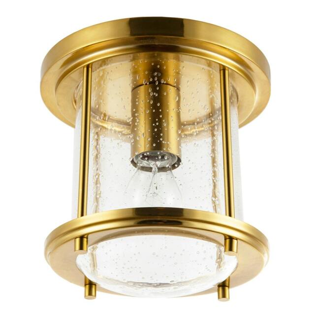 Rackhams Vintage Industrial Ceiling Light in Satin Gold with Clear Bubble Glass - image 1