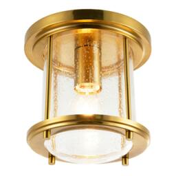 Rackhams Vintage Industrial Ceiling Light in Satin Gold with Clear Bubble Glass - thumbnail 2