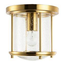 Rackhams Vintage Industrial Ceiling Light in Satin Gold with Clear Bubble Glass - thumbnail 3