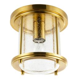 Rackhams Vintage Industrial Ceiling Light in Satin Gold with Clear Bubble Glass - thumbnail 1