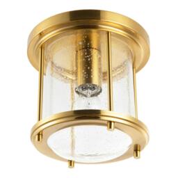 Rackhams Vintage Industrial Ceiling Light in Satin Gold with Clear Bubble Glass - thumbnail 6