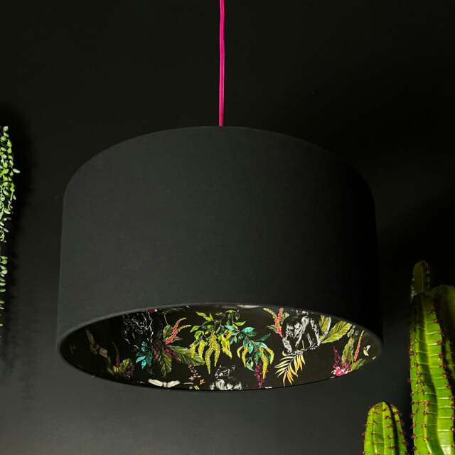 "Rackhams Carbon Deadly Night Shade Silhouette Lampshade in Jet Black - Table / Floor Lamp - 30cm diameter x 25cm Height (12"" x 10"")" - image 1