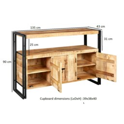 Rackhams Herica Industrial Mintis Sideboard with 3 Doors - Wood - 1 - thumbnail 6