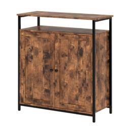 Rackhams Storage Cabinet Walnut 2 Doors Sideboard Adjustable Industrial Style - thumbnail 1