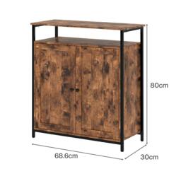 Rackhams Storage Cabinet Walnut 2 Doors Sideboard Adjustable Industrial Style - thumbnail 3
