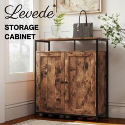 Rackhams Storage Cabinet Walnut 2 Doors Sideboard Adjustable Industrial Style - thumbnail 2