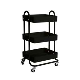 Rackhams Kitchen Trolley Cart 3 Tiers Storage Rack Steel Shelf Organiser Wheels - White - thumbnail 3