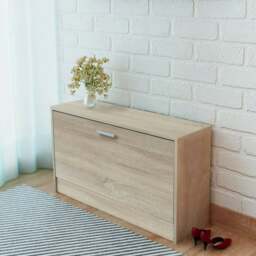 Rackhams Shoe Storage Bench Oak 80x24x45 cm - Brown - MDF + Engineered wood