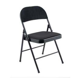 Rackhams Premium Metal Velvet Folding Chair - (1 x Chair - Black) - thumbnail 1