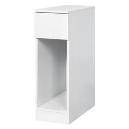 Rackhams Bedside Table Cabinet  Narrow Slim Side Cabinet White Drawer Open Shelf