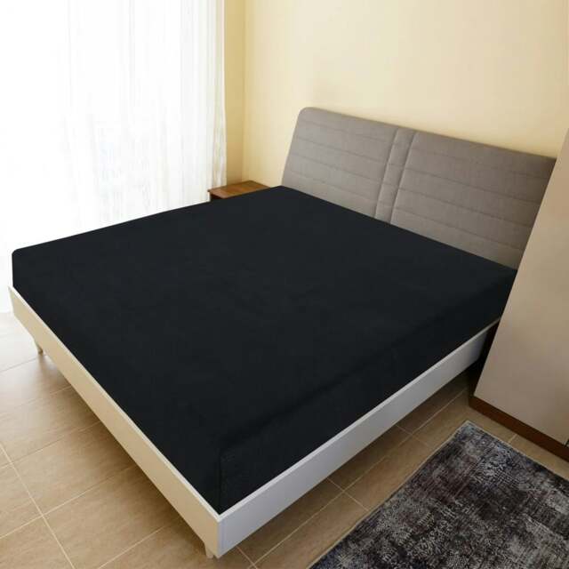 Rackhams Jersey Fitted Sheet Black 100x200 cm Cotton - image 1