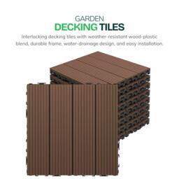 Rackhams My Garden Interlocking Decking Tiles Outdoor 5 Pack – 30x30cm Wood & Plastic Weather-Resistant, Easy Install - Grey - thumbnail 3