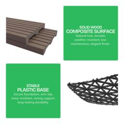 Rackhams My Garden Interlocking Decking Tiles Outdoor 5 Pack – 30x30cm Wood & Plastic Weather-Resistant, Easy Install - Grey - thumbnail 6