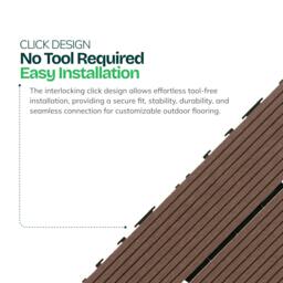 Rackhams My Garden Interlocking Decking Tiles Outdoor 5 Pack – 30x30cm Wood & Plastic Weather-Resistant, Easy Install - Grey - thumbnail 4