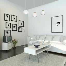 Rackhams Dama White pendant Light 3XE27 Hand Made Scandi Style Hanging Ceiling Lamp Enhanced By Natural Wood Detail