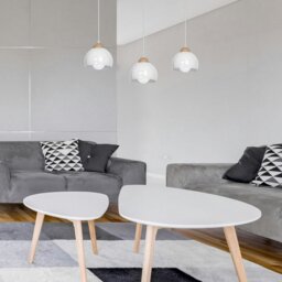 Rackhams Dama White pendant Light 3XE27 Hand Made Scandi Style Hanging Ceiling Lamp Enhanced By Natural Wood Detail - thumbnail 5