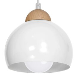 Rackhams Dama White pendant Light 3XE27 Hand Made Scandi Style Hanging Ceiling Lamp Enhanced By Natural Wood Detail - thumbnail 3