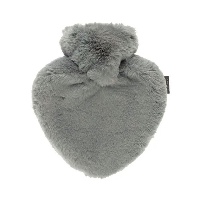 Rackhams 0.7 Litre Hot Water Bottles with Extra Soft Heart Shape Plush Cover - Grey