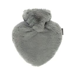 Rackhams 0.7 Litre Hot Water Bottles with Extra Soft Heart Shape Plush Cover - Grey