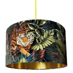 "Rackhams Big Cat Velvet Lampshade With Gold Lining In Rust - Ceiling Pendant / Arc Lamp - 35cm Diameter x 25cm Height (14"" x 10"")" - thumbnail 2