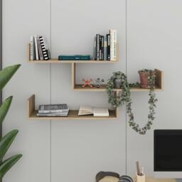 Rackhams Modern Tibet Wall Mounted Shelf Floating Bookcase Display Unit 66.5x119x22cm - White - thumbnail 5