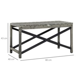 Rackhams PE Wicker Outdoor Coffee Table, Rattan Side Table w/ Plastic Board - thumbnail 5
