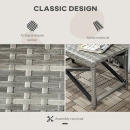 Rackhams PE Wicker Outdoor Coffee Table, Rattan Side Table w/ Plastic Board - thumbnail 3