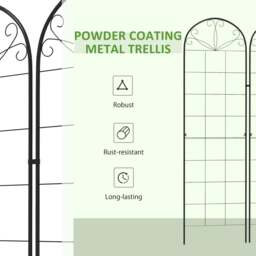 Rackhams Metal Trellis Set of 2, Garden Trellis for Climbing Plants Support Frames, Grid Design - thumbnail 6