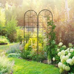 Rackhams Metal Trellis Set of 2, Garden Trellis for Climbing Plants Support Frames, Grid Design - thumbnail 2