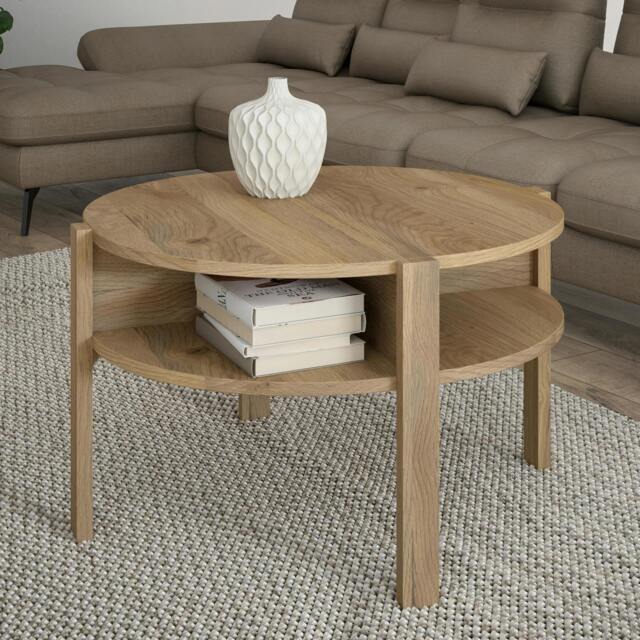 Rackhams Tobago Round Coffee Table with Open Shelf in Mauvella Oak - 45.5 x 74.4 x 74.4 cm - 1 - Wood - image 1