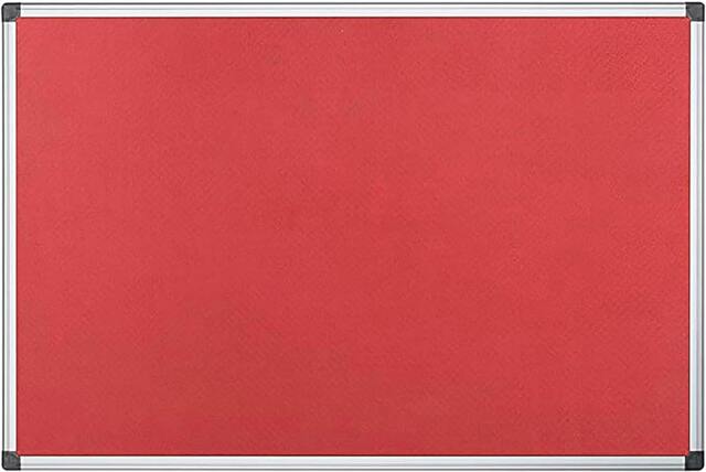Rackhams 60 cm x 45cm Aluminium Frame Felt Notice Pin Board - Notice Board Bulletin Frame for Office, School, Bedroom, Memo, and Home - Red - image 1