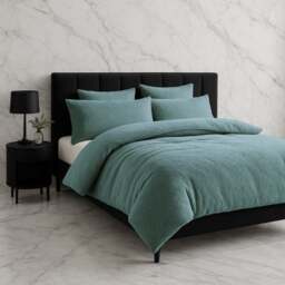 Rackhams Teddy Bear Fleece Duvet Cover & Pillow Case Set - Super King - Teal - thumbnail 1