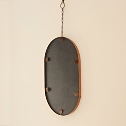 Rackhams Darpan Oval Antique Copper Hanging Chain Wall Mirror - Glass - thumbnail 2