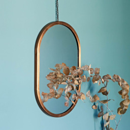 Rackhams Darpan Oval Antique Copper Hanging Chain Wall Mirror - Glass - thumbnail 1
