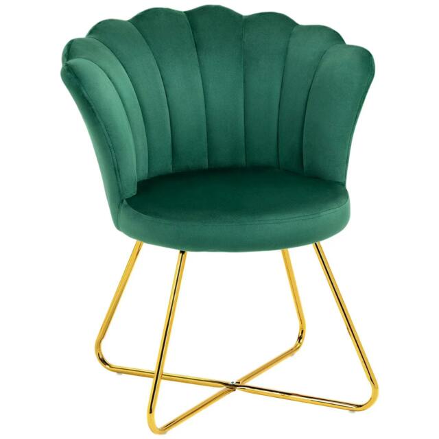Rackhams Velvet-Feel Lotus Petal Accent Chair - Green