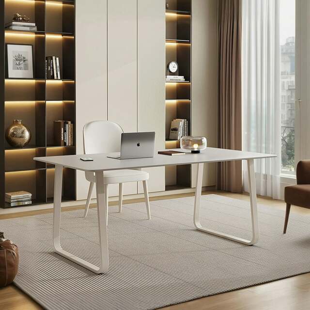Rackhams Kwame Office Desk With Office Chair, White - 120 x 60cm - NO Office Chair - image 1