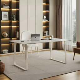Rackhams Kwame Office Desk With Office Chair, White - 120 x 60cm - NO Office Chair - thumbnail 1