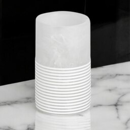 Rackhams Bianco Frost Onyx White Striped 3 Piece Bathroom Accessory Set - thumbnail 4