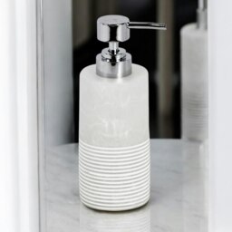Rackhams Bianco Frost Onyx White Striped 3 Piece Bathroom Accessory Set - thumbnail 2
