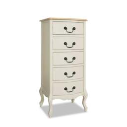 Rackhams Juliette Tallboy 5 Drawer French Style Bedroom Chest - White - thumbnail 6