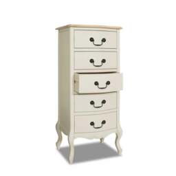 Rackhams Juliette Tallboy 5 Drawer French Style Bedroom Chest - White - thumbnail 5