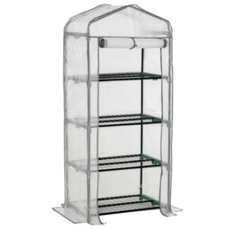 Rackhams Mini Greenhouse 4-Tier Portable Plant House Shed PE Cover, White - Clear - thumbnail 2