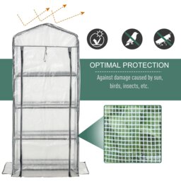 Rackhams Mini Greenhouse 4-Tier Portable Plant House Shed PE Cover, White - Clear - thumbnail 5
