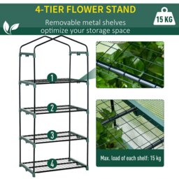 Rackhams Mini Greenhouse 4-Tier Portable Plant House Shed PE Cover, White - Clear - thumbnail 4