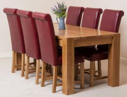 Rackhams Kuba Large Oak Dining Table with Washington Leather Chairs - 6 chairs - Black - thumbnail 2