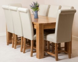Rackhams Kuba Large Oak Dining Table with Washington Leather Chairs - 6 chairs - Black - thumbnail 6